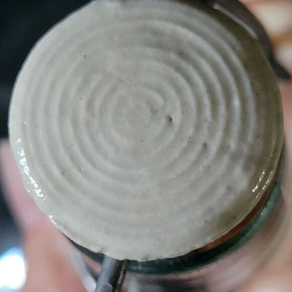 Vtg Blown Green Glass Bottle Wire Bail  Porcelain Stopper Made in Italy, Rustic - Picture 6 of 10